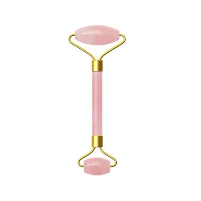 Rose Quartz Face Roller Straight Handle