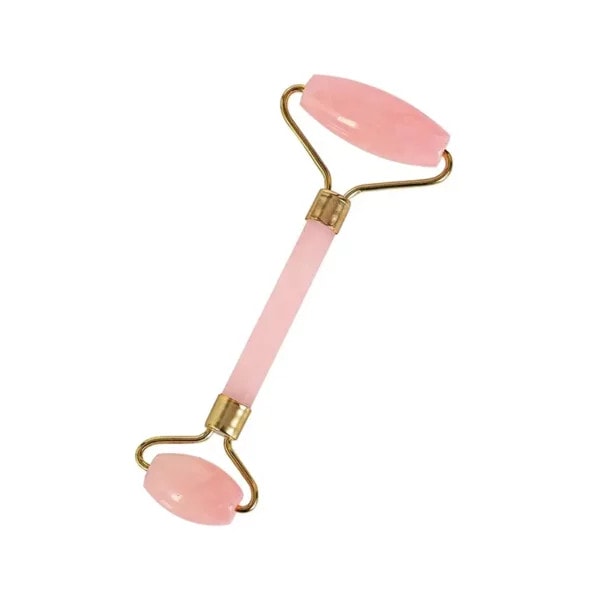 Rose Quartz Face Roller Straight Handle