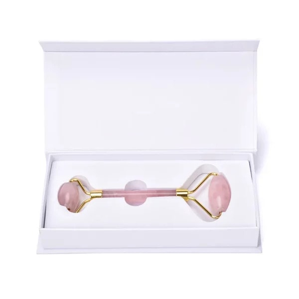 Rose Quartz Face Roller Straight Handle