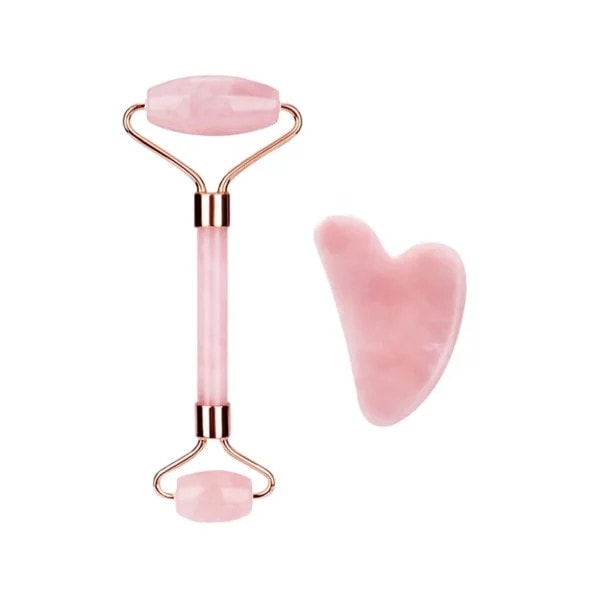 Rose Quartz Roller and Gua Sha Set (1) Rose Quartz Roller and Gua Sha Set (1)