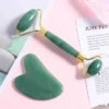 Aventurine Face Roller & Gua Sha Set Curved Handle (3) Aventurine Face Roller & Gua Sha Set Curved Handle