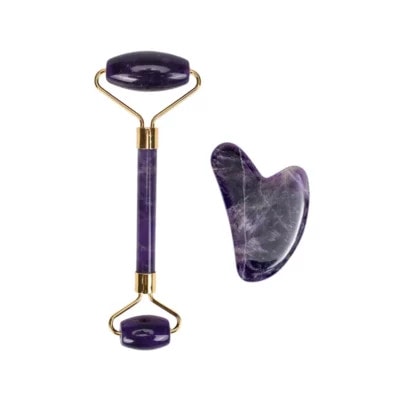 Amethyst Jade Roller and Gua Sha Set (1) Amethyst Jade Roller and Gua Sha Set