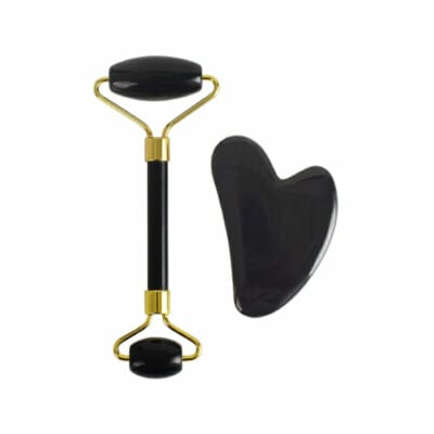 obsidian gua sha jade roller straight handle (1) obsidian gua sha jade roller straight handle
