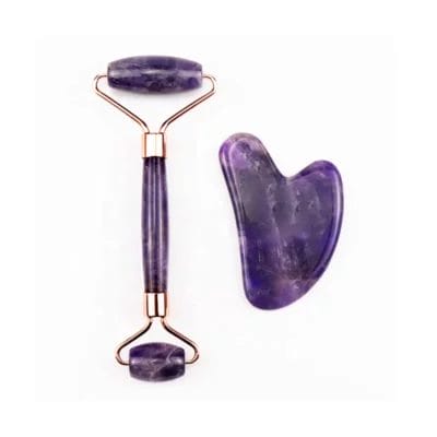 Amethyst Jade Roller Gua Sha Set Curved Handle