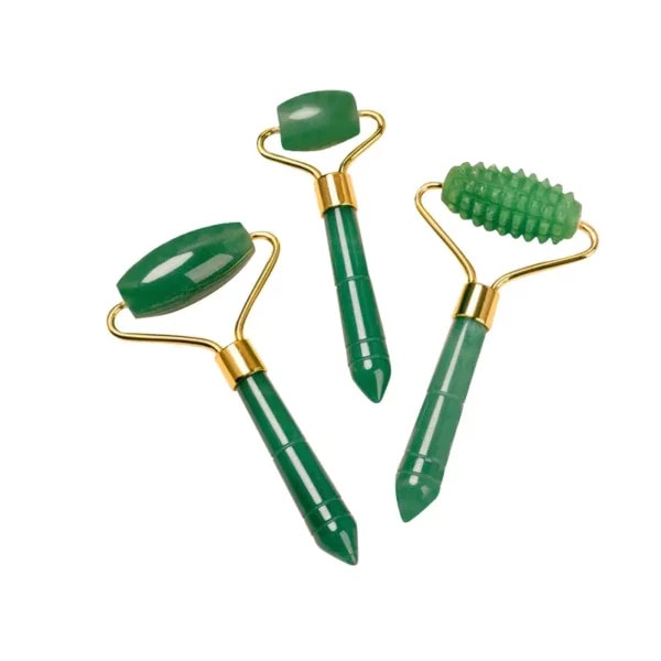 Aventurine Jade Face Roller Tip Acupoint Handle