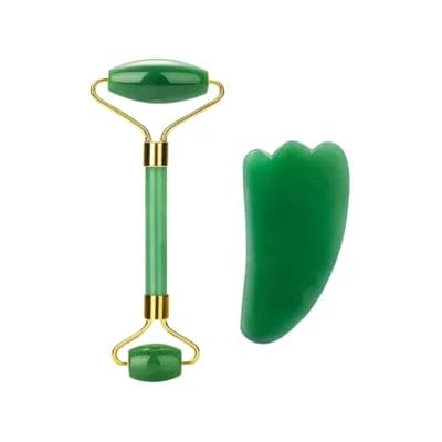 Aventurine Jade Roller Gua Sha Set Straight Handle