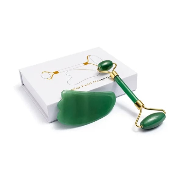 Aventurine Jade Roller Gua Sha Set Straight Handle (3) Aventurine Jade Roller Gua Sha Set Straight Handle