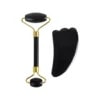 Obsidian Jade Roller and Gua Sha Set Straight Handle (1) Obsidian Jade Roller and Gua Sha Set Straight Handle