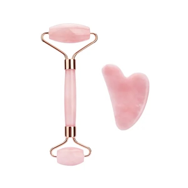 Rose-Quartz-Jade-Roller-and-Gua-Sha-Set-Curved-Handle Rose-Quartz-Jade-Roller-and-Gua-Sha-Set-Curved-Handle