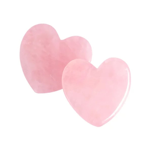 Rose Quartz Heart Gua Sha (2) Rose Quartz Heart Gua Sha
